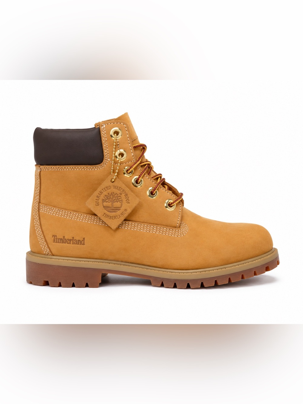 Timberland Premium 6-Inch Waterproof Boots Wheat Nubuck Girls Size 7 NWT Box